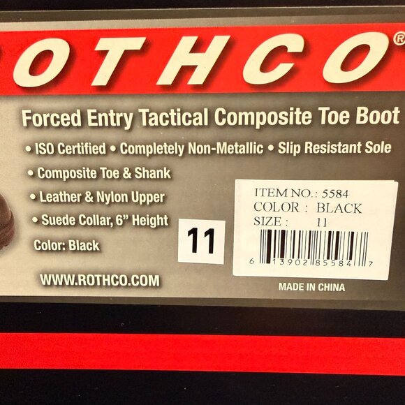 Rothco Men\'s Forced Entry 6-Inch Composite Boots Black Size 11 NEW main image 6